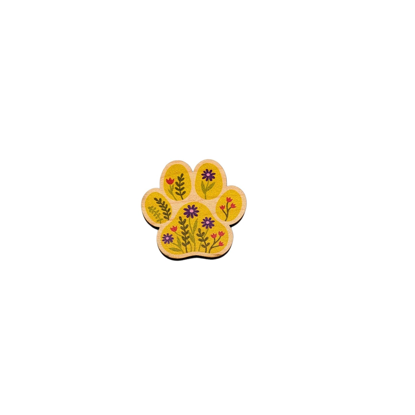 Summer Flowers Dog Paw Print Magnet