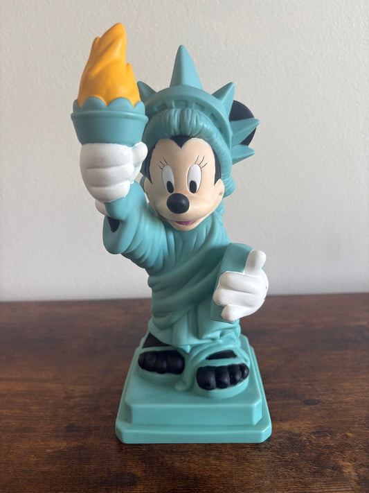 Vintage Disney Minnie Mouse Statue of Liberty Plastic Figurine / Bank: 8-3/4" Tall