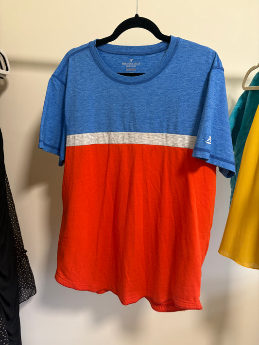 Men's American Eagle Outfitters Shirt, Orange & Blue - Size Large