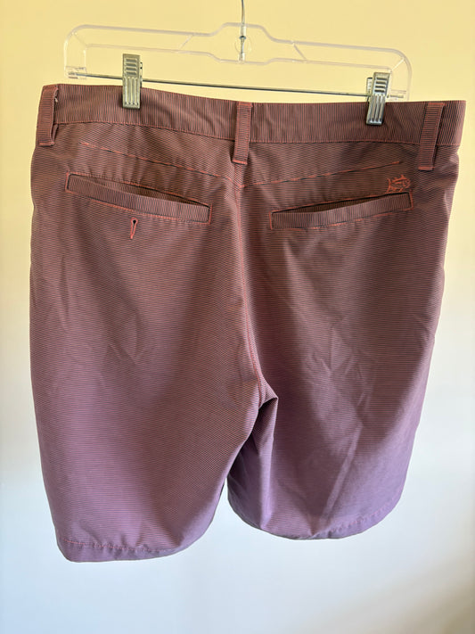 Men's Southern Tide Shorts, Pink And Blue Striped Flat Front Casual, Size 34