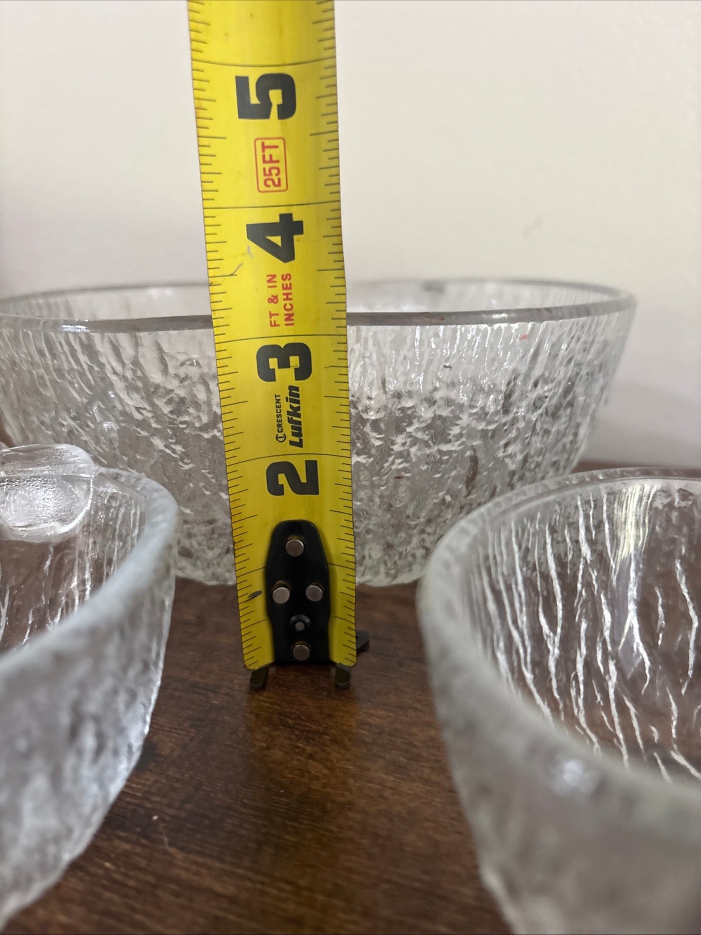 Glass Apple Shaped Bowls, Textured, Vintage - Set Of 4