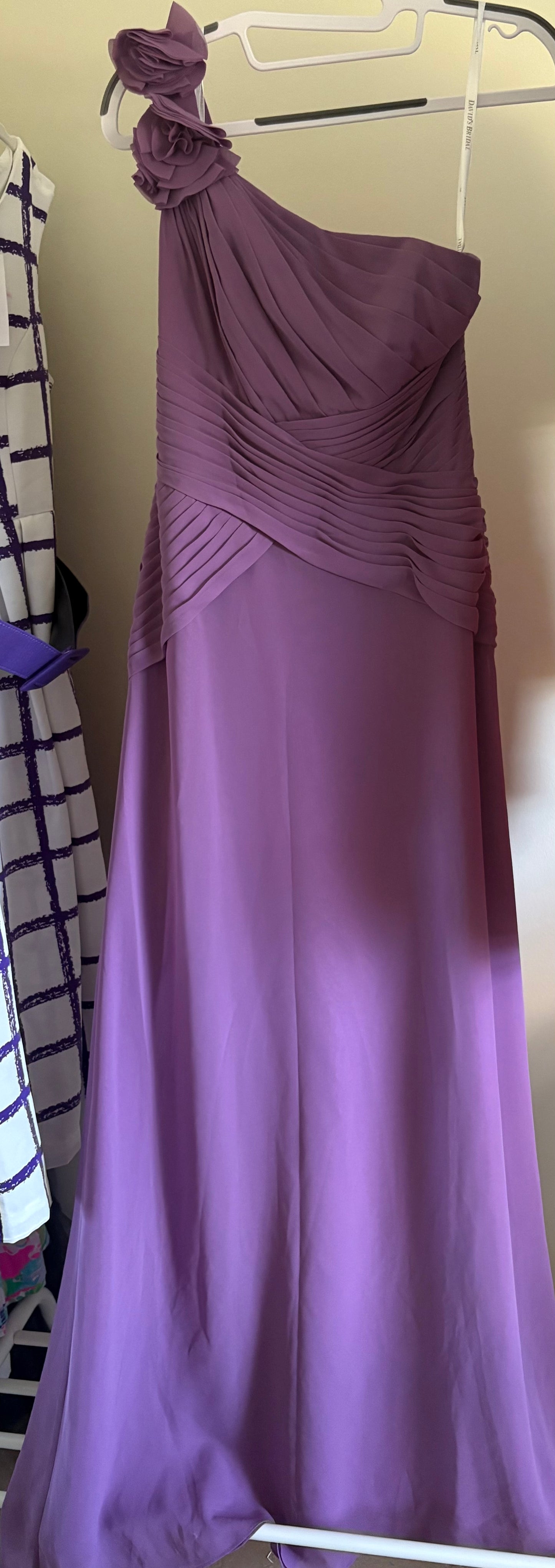 Women's David's Bridal Dress Purple Bridesmaid Prom Full Length - Size 2