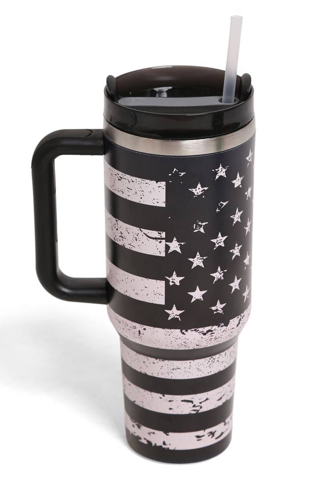 40oz American Flag Tumbler with Handle