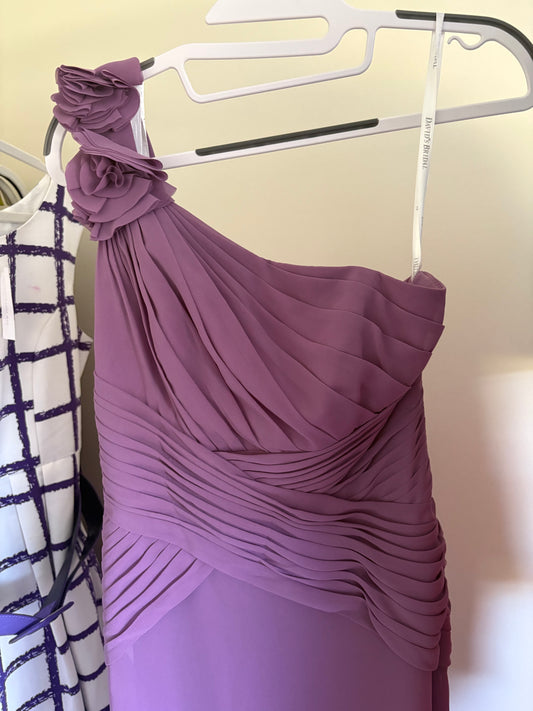 Women's David's Bridal Dress Purple Bridesmaid Prom Full Length - Size 2