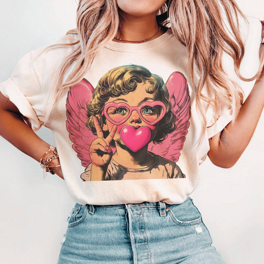 Retro Cupid Valentines Day Blowing Bubble Shirt & Sweatshirt