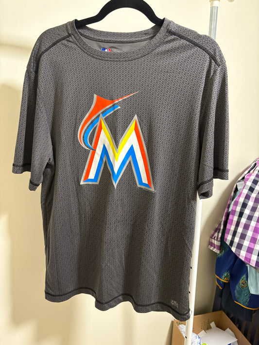 Men's MLB Genuine Merchandise TX3 Cool Gray T-Shirt Miami Marlins Size L
