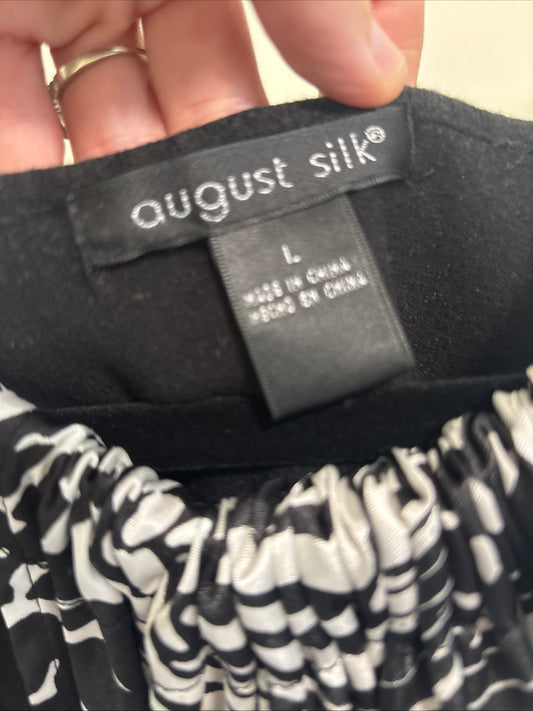 Women's August Silk Sleeveless Halter Top, Animal Print, Black & White - Size L