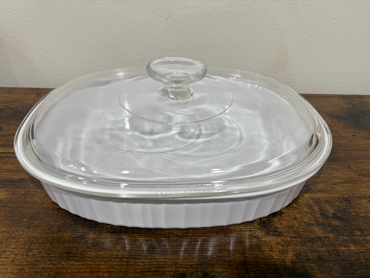 Corning Ware French White F-6-B Oval Casserole Dish With Pyrex Lid 1.8 Liter