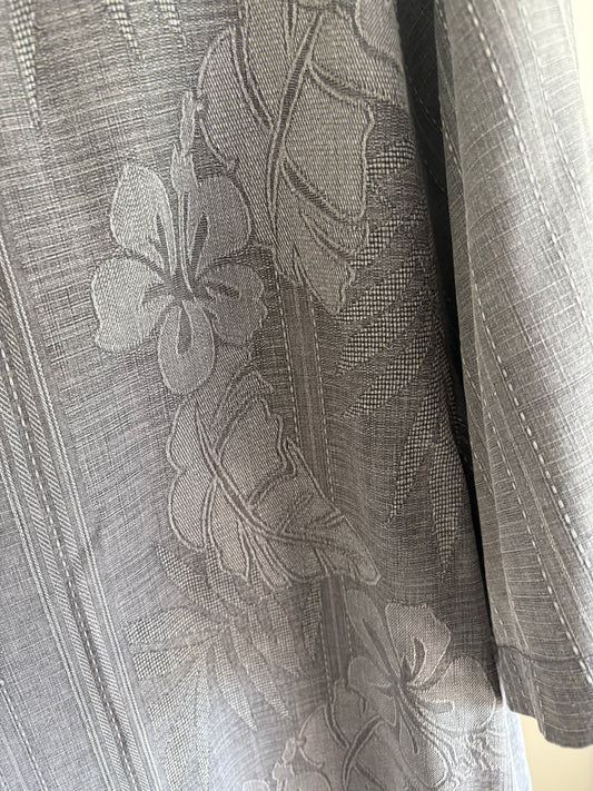 Men's Tommy Bahama Hawaiian Short Sleeve Shirt, Gray Floral, 100%Silk - Size XL
