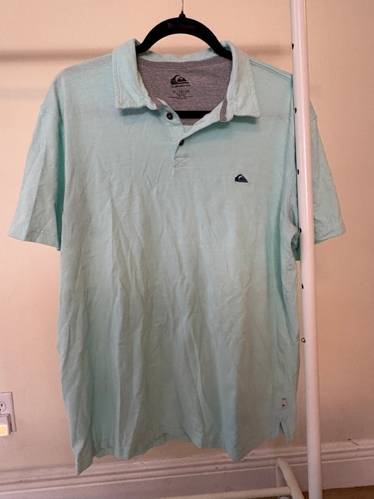 Men's Quiksilver Blue Aqua Teal Blue Polo Shirt Extra Large XL