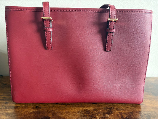 Purse: Michael Kors Jet Set Large Red Saffiano Leather Travel or Tote Bag