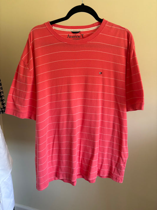 Men's Tommy Hilfiger American Short Sleeve Shirt, Coral or Dark melon orange color, Size 2XL XXL