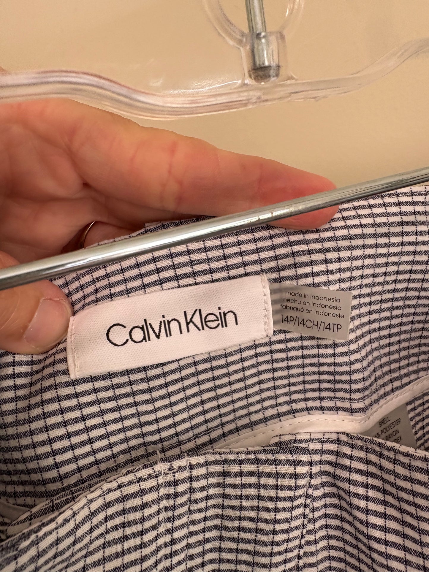 Women’s Petite Calvin Klein Petite Pant Suit Blue White - Size 12 and 14 (see description)