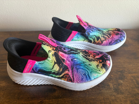 Girl's Skechers Ultra Flex 3.0 Cosmo Swirl sneaker Slip-in Shoe - Size 12.5
