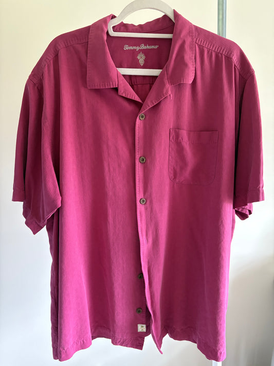 Men's Tommy Bahama Silk Short Sleeve, Shirt Berry Or Dusty Rose Color - Size XL