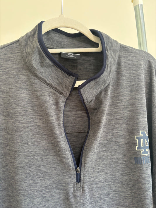 Men's Colosseum Notre Dame Long Sleeve Pullover Shirt with Zipper, charcoal gray - Size 1XL Tall
