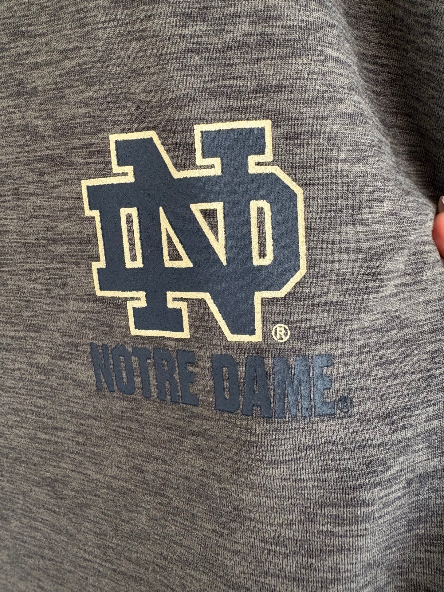 Men's Colosseum Notre Dame Long Sleeve Pullover Shirt with Zipper, charcoal gray - Size 1XL Tall