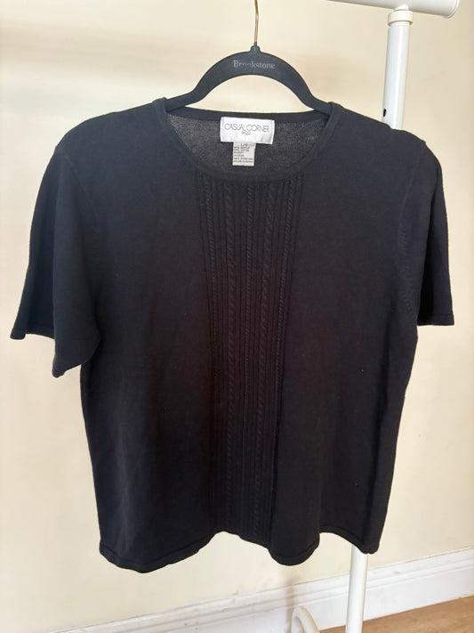 Women's Casual Corner Black Short Sleeve Sweater Size L