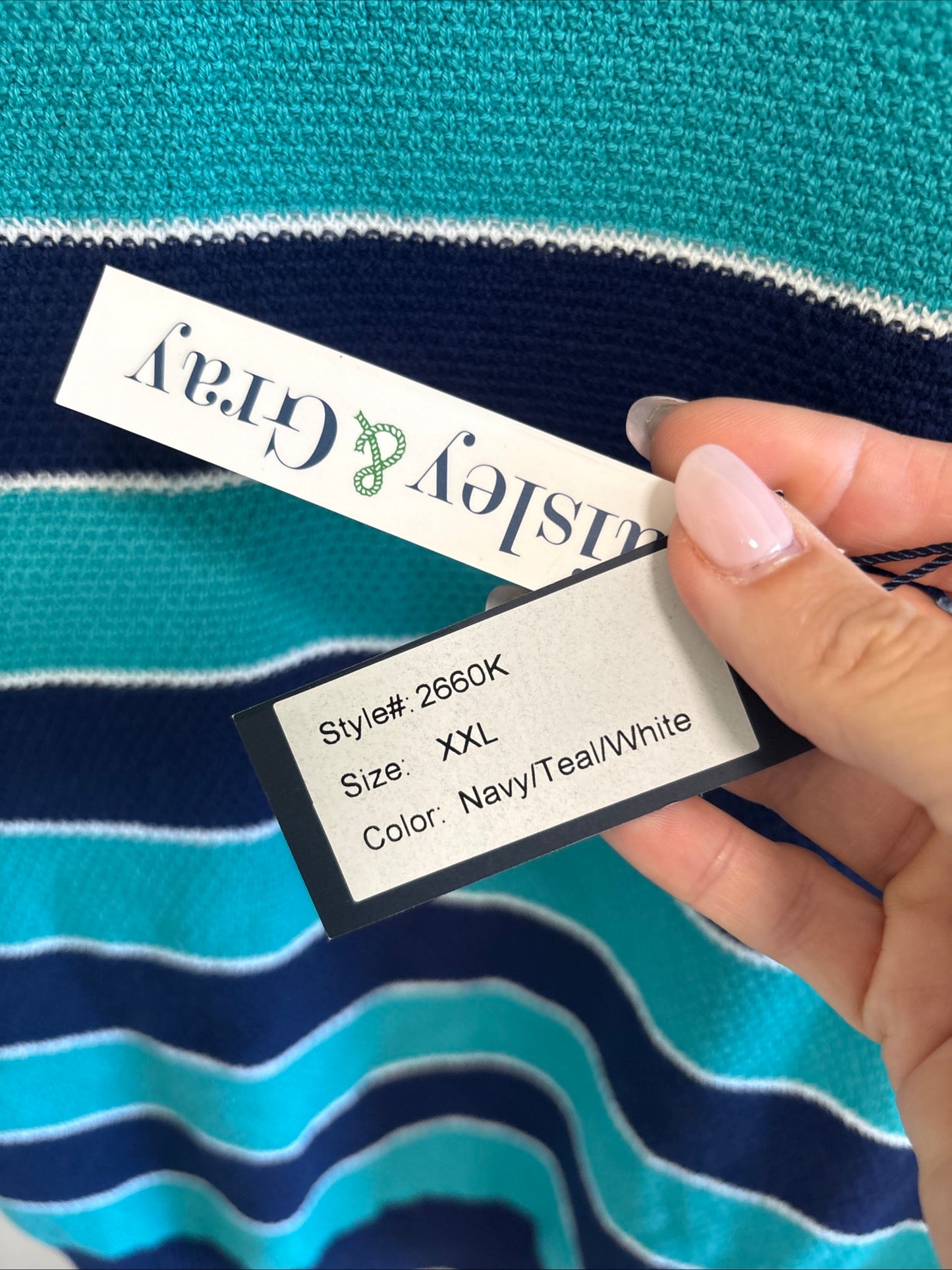 Men's Paisley & Gray Knit Polo, Slim Fit, Navy / Teal / White - Size XXL 2X, New with tags