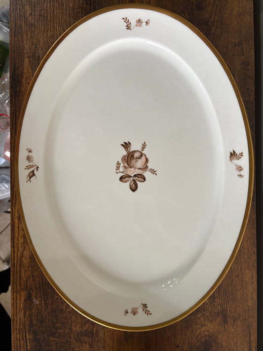 LARGE OVAL PLATTER - VTG ROYAL COPENHAGEN PORCELAIN - Sepia Brown Rose