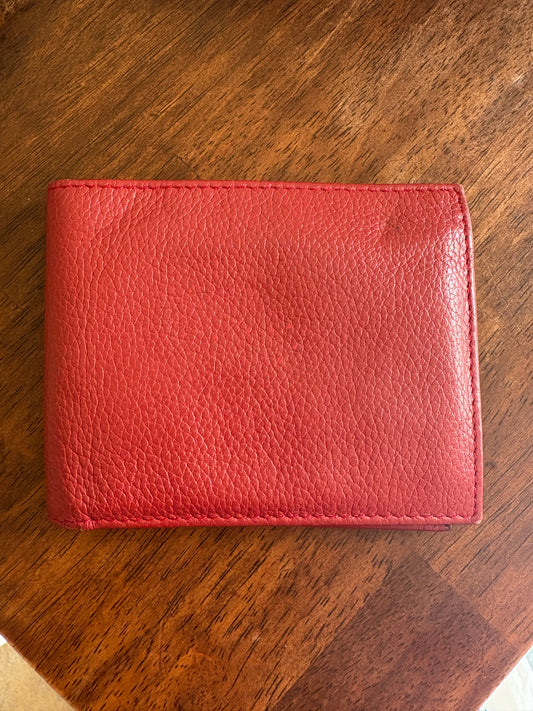 Rolex Bi-Fold Wallet Card Holder -Authentic - Red Genuine Leather