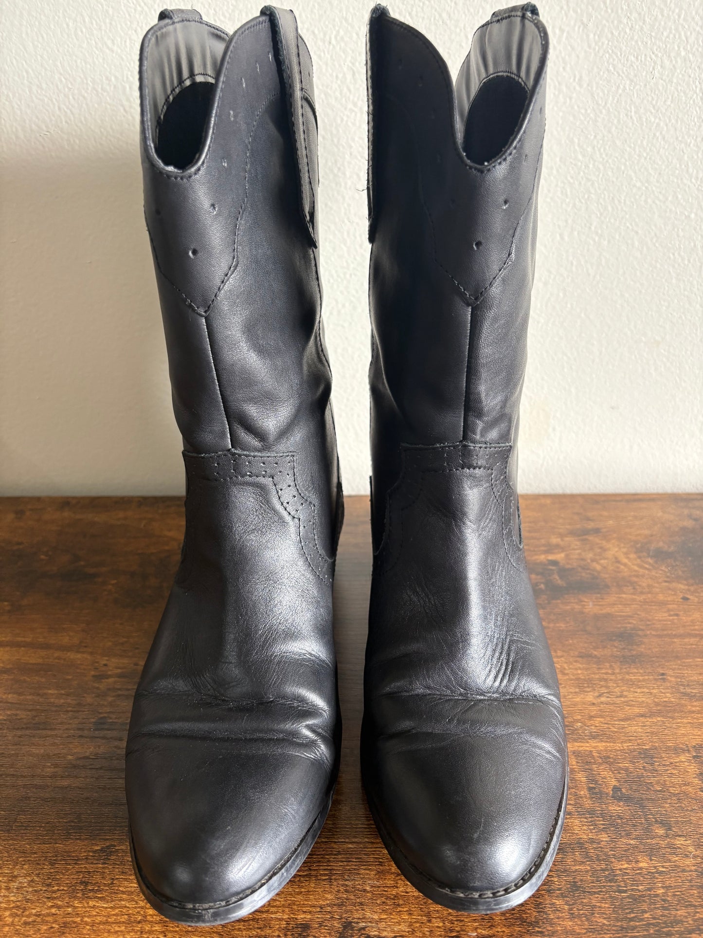 Women's Harley Davidson Half Calf Black Leather Boots - Size 9M