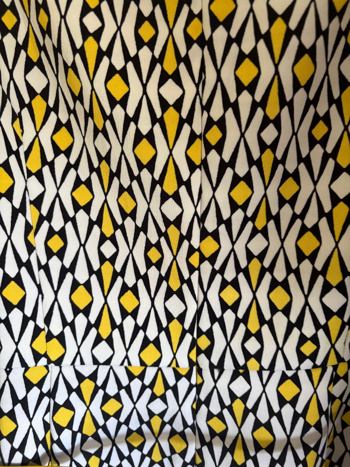 Women's London Times Dress, Petite, Black Yellow and White, Sheath / Pencil, Belted, Retro, Geometric - Size 10p