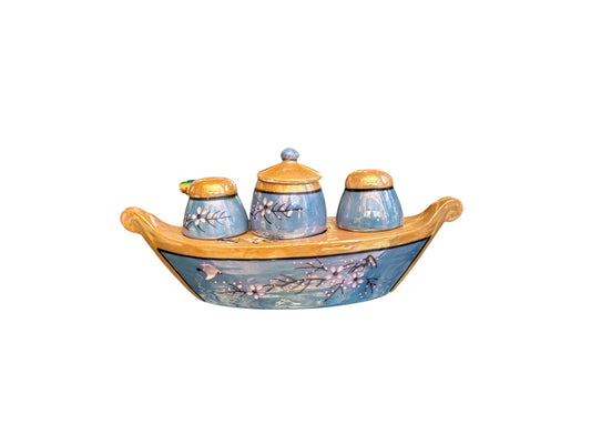 T - VTG Lusterware Porcelain Condiment Set
