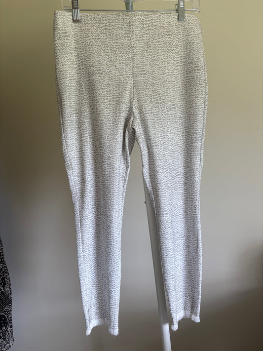 Women’s Alfani Printed Fringed Hem Skinny Ankle Pants White and Gray Size 12P