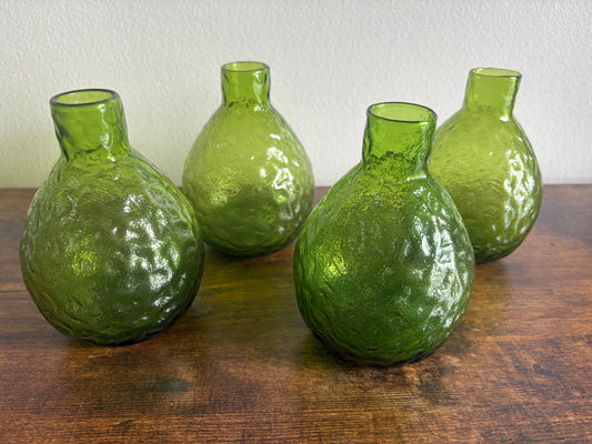 Crate & Barrel Lime Green Glass Textured Cali Vase 5.25" high