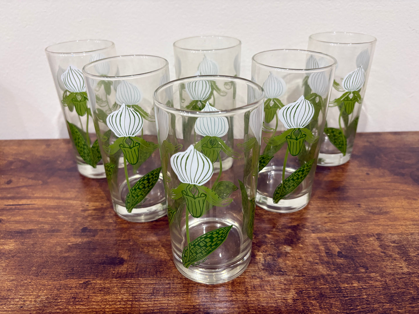 Vintage Libbey Orchid Flower Tumblers, Drinking Glasses - Set Of 6