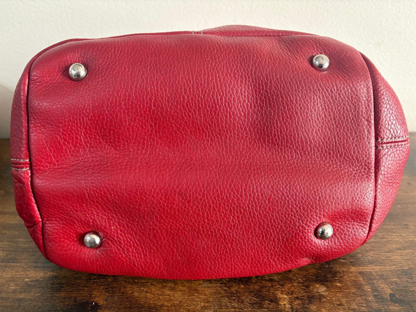 D - Tignanello Leather Double Handle Handbag Purse, Red