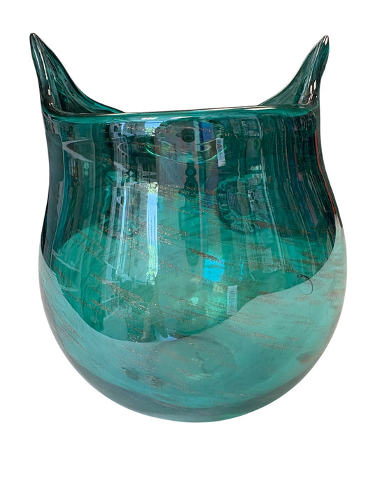 D - Hand Blown Glass Owl Vase or Bowl