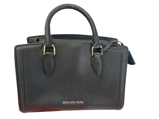 D - Michael Kors Zoe Medium Pebbled Leather Satchel purse - blk