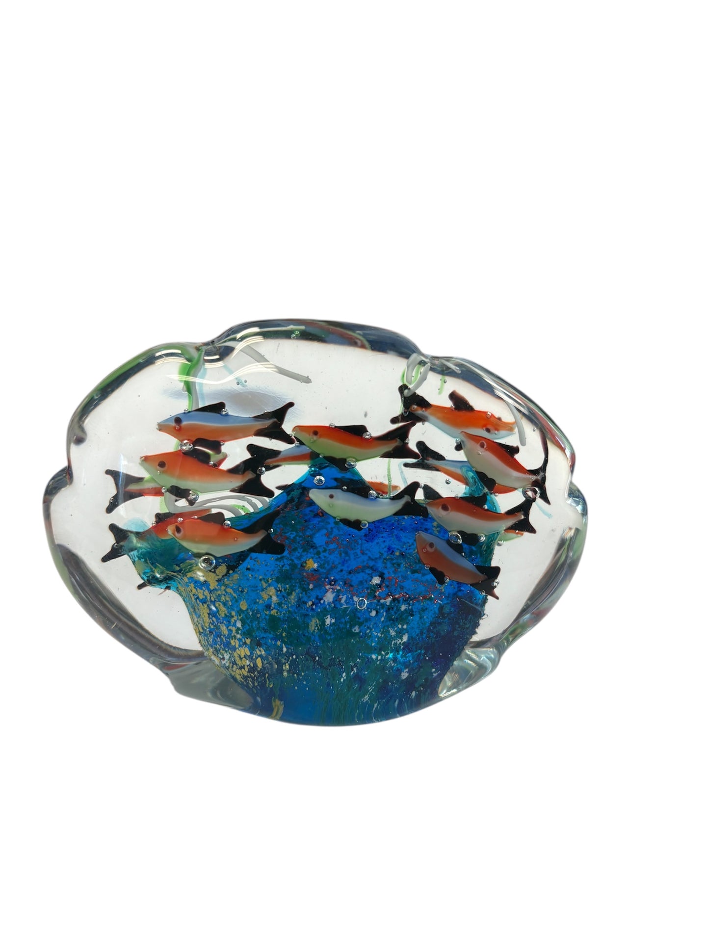D - Murano Style Blown Glass Fish Aquarium Paperweight