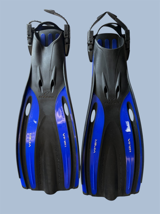 D -  Unisex, Oceanic Viper Fins, Blue and Black, Size Adult XS, Adjustable