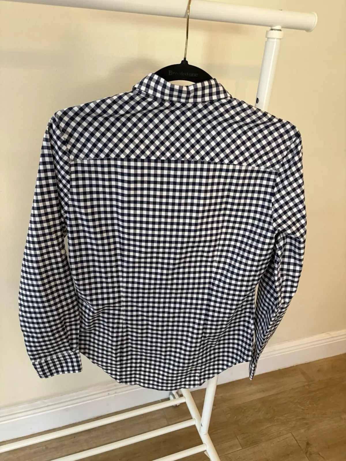 Women's Peter Millar Long Sleeve Button Down Shirt, Navy Gingham - Size Small, New with tags