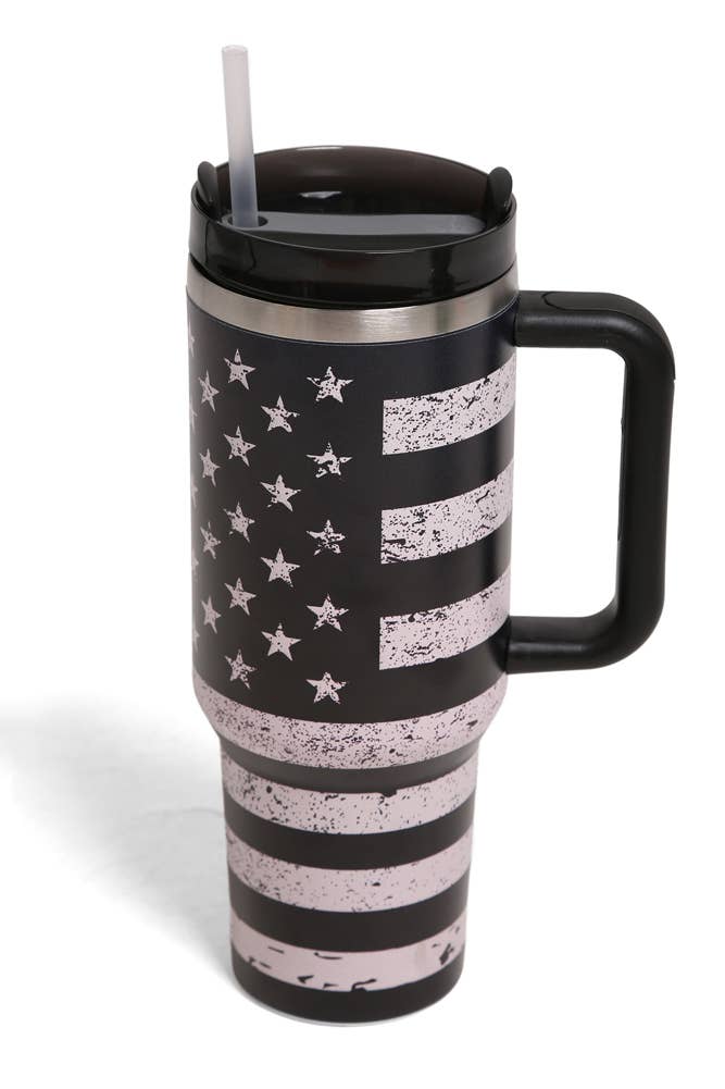 40oz American Flag Tumbler with Handle
