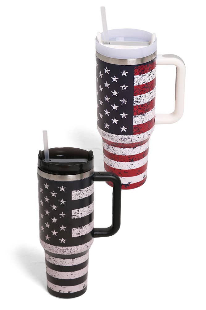 40oz American Flag Tumbler with Handle