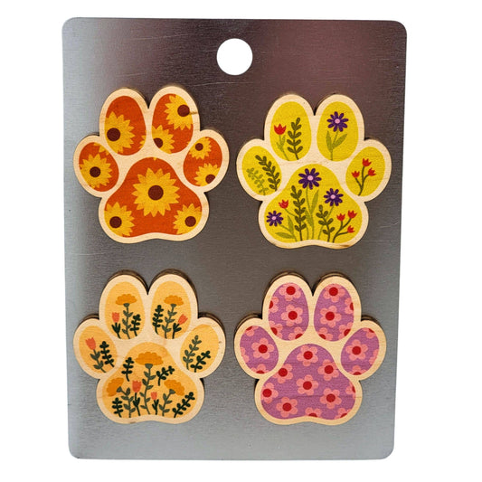 Summer Flowers Dog Paw Print Magnet
