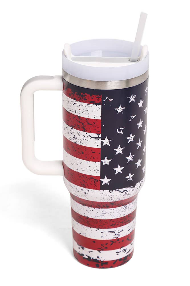 40oz American Flag Tumbler with Handle